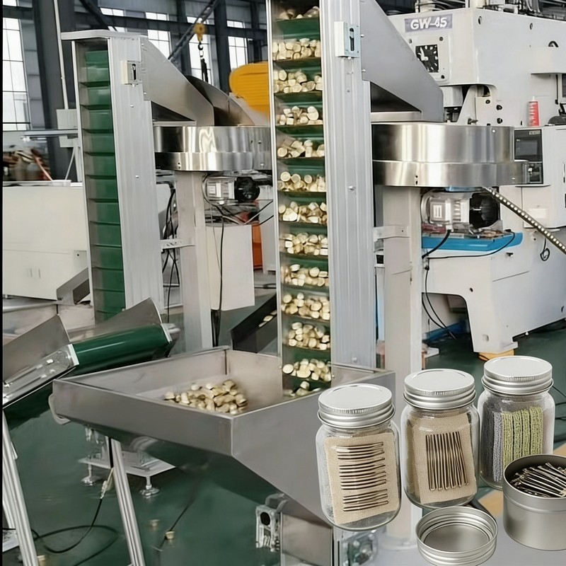 Línea de producción de gorros roscados con pinza para el cabello